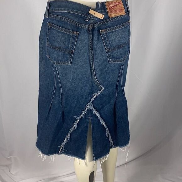 Vintage Y2K Lucky Brand Rosey Raw Hem Asymmetrical Denim Skirt Size 10 - Picture 4 of 12